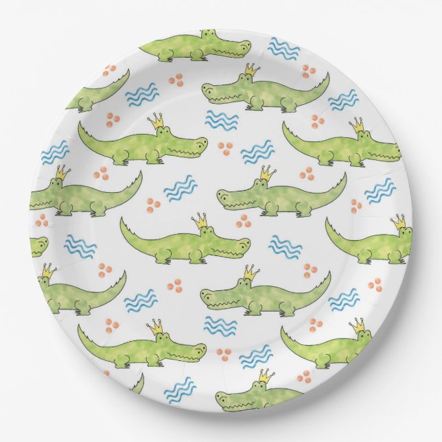 Alligator Birthday Paper Plate 9" (Front)