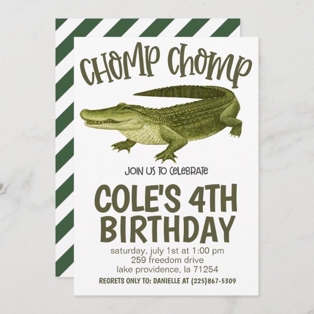 Alligator Birthday Party Invitation (Front/Back)