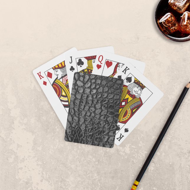 Alligator Black Faux Leather Playing Cards (Creator Uploaded)