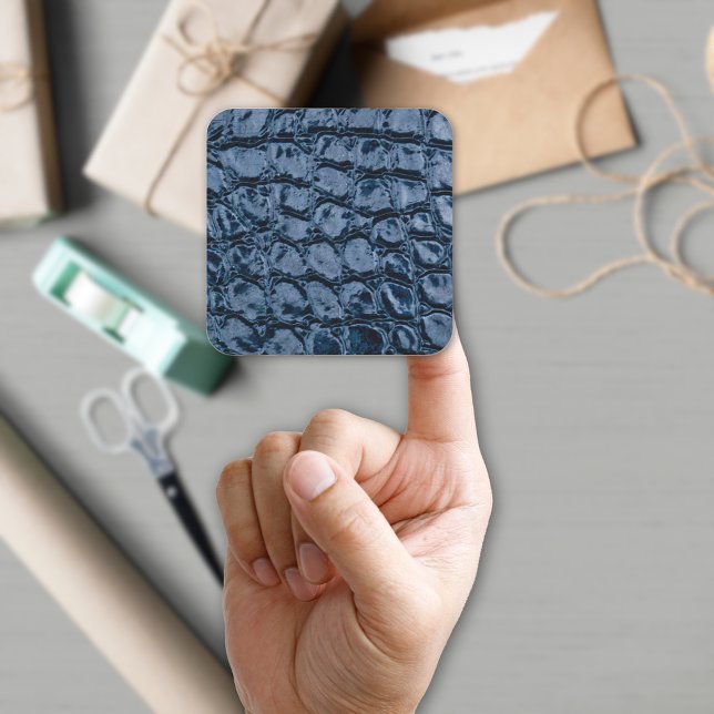 Alligator Blue Faux Leather Square Sticker (Creator Uploaded)
