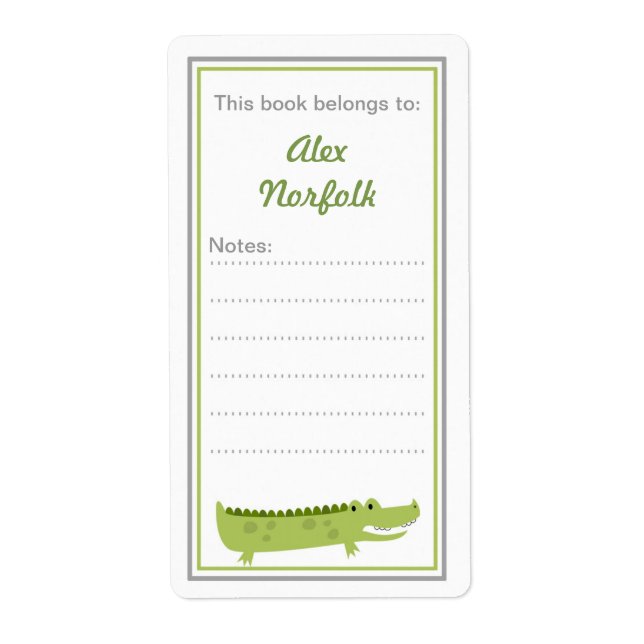 Alligator Bookplates with message area (Front)