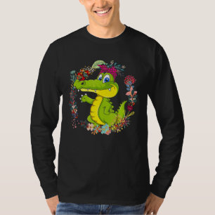 Alligator Bow Tie Leopard Flowers Family Happy Mot T-Shirt