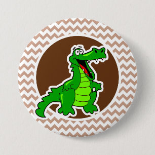 Alligator; Brown Chevron 7.5 Cm Round Badge