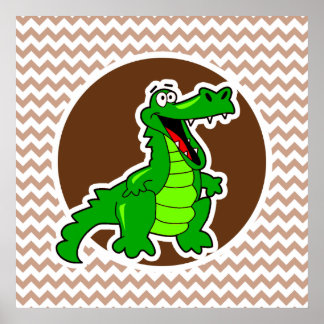 Alligator; Brown Chevron Poster