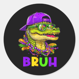 Alligator Bruh Mardi Gras Costume Carnival Teens B Classic Round Sticker