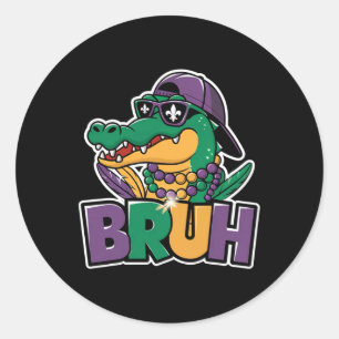 Alligator Bruh Mardi Gras Costume Carnival Teens Classic Round Sticker