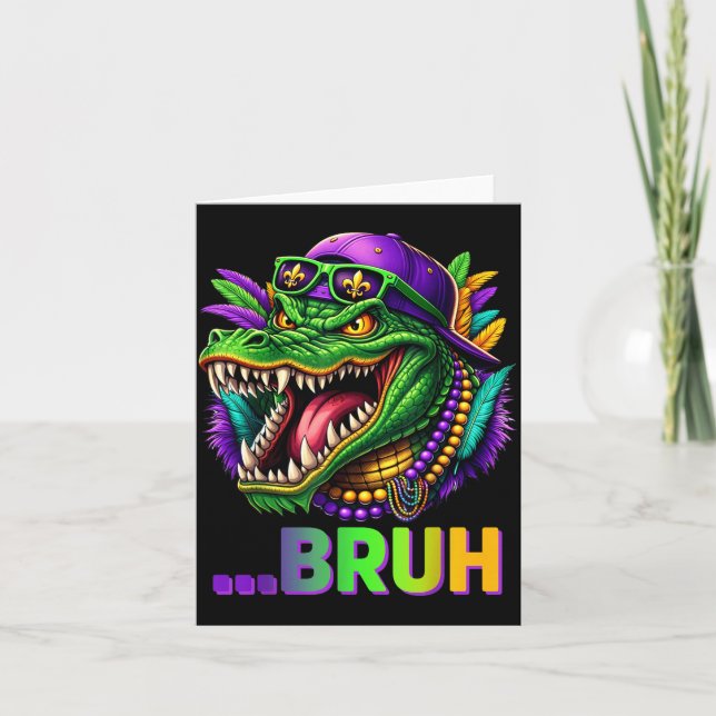 Alligator Bruh Mardi Gras Costume Men Women Kids  Card (Front)