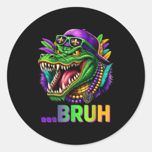 Alligator Bruh Mardi Gras Costume Men Women Kids  Classic Round Sticker