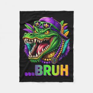 Alligator Bruh Mardi Gras Costume Men Women Kids _ Fleece Blanket