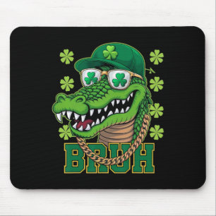 Alligator Bruh St Patricks Day Shamrock Irish Men Mouse Mat