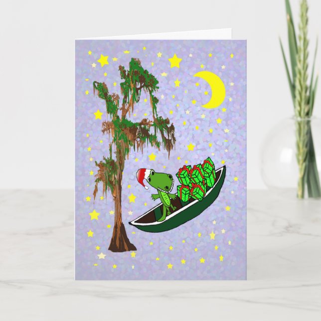 Alligator Cajun Bayou Christmas Holiday Card (Front)