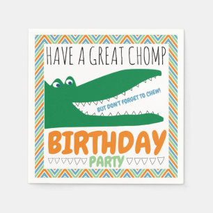 Alligator Chomp, Chevron Birthday Party Napkin