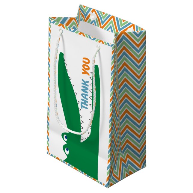 Alligator Chomp, Chevron Thank You Favor Bag (Front Angled)