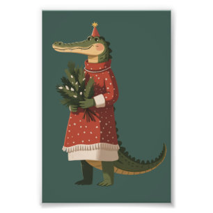 Alligator Christmas Crocodile Lover Holiday Funny Photo Print