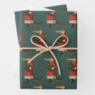 Alligator Christmas Crocodile Lover Holiday Funny Wrapping Paper Sheet