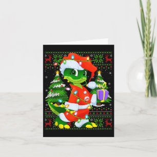Alligator Christmas Lights Santa Costume Ugly Xmas Card