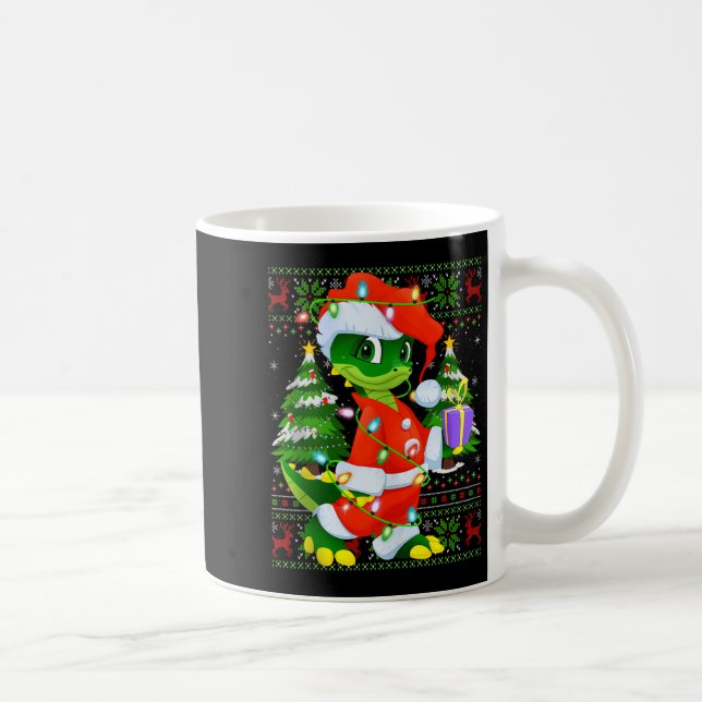 Alligator Christmas Lights Santa Costume Ugly Xmas Coffee Mug (Right)