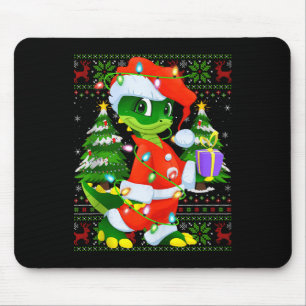 Alligator Christmas Lights Santa Costume Ugly Xmas Mouse Mat