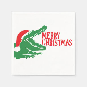 Alligator christmas paper napkins