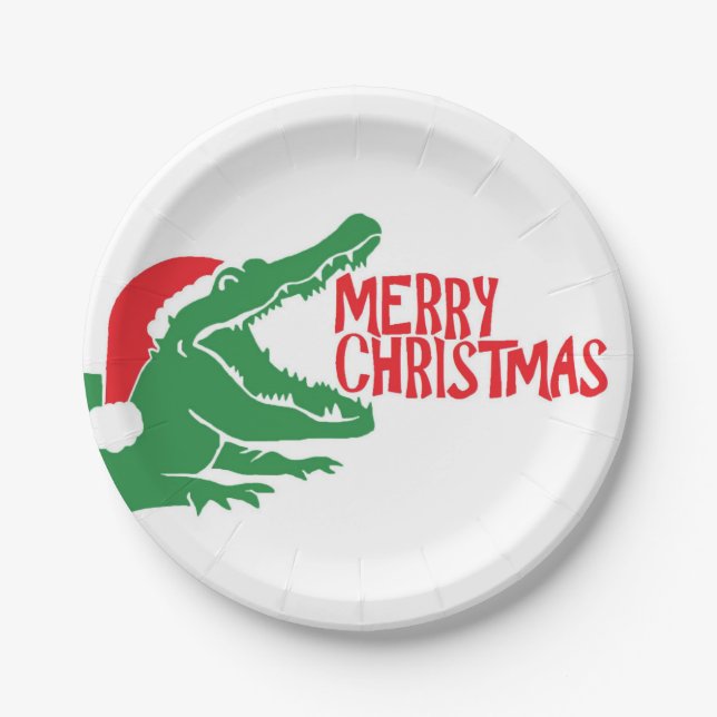 Alligator christmas paper plate (Front)