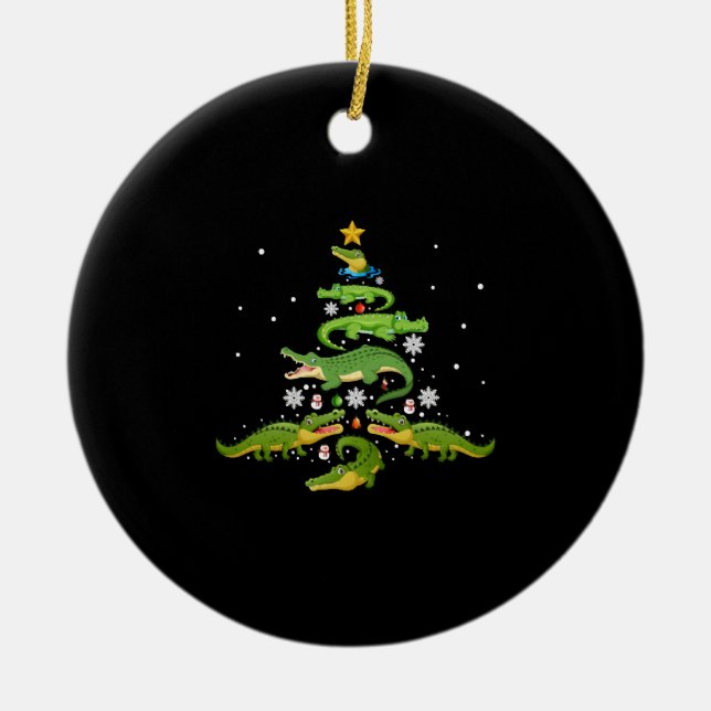 Alligator Christmas Tree Cute Xmas Lover Lights Ceramic Tree Decoration (Front)