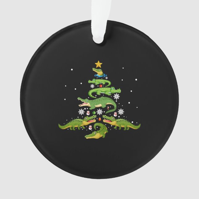 Alligator Christmas Tree Cute Xmas Lover Lights Ornament (Front)