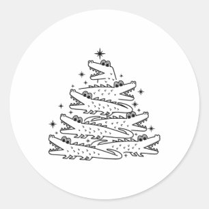 Alligator Christmas Tree Swea Classic Round Sticker