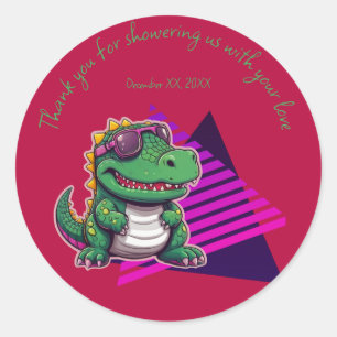 Alligator Cool Kawaii Retro Vibe Baby Shower Classic Round Sticker