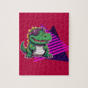 Alligator Cool Kawaii Retro Vibe Baby Shower  Jigsaw Puzzle