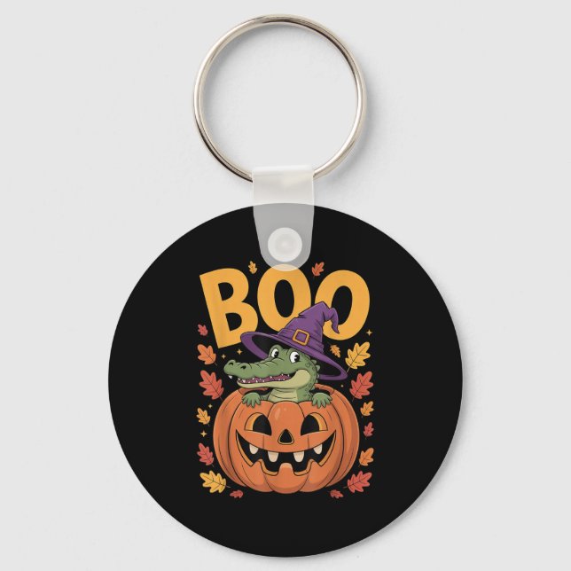 Alligator Costume On Pumpkin Halloween Alligator  Key Ring (Front)