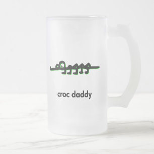 Alligator croc daddy frosted glass beer mug