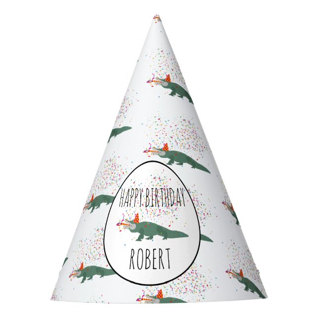 Alligator Crocodile - Animals Birthday Party Hat (Front)