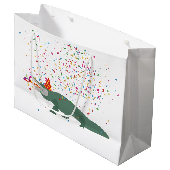 Alligator Crocodile - Animals Having a Party  Large Gift Bag (Front Angled)