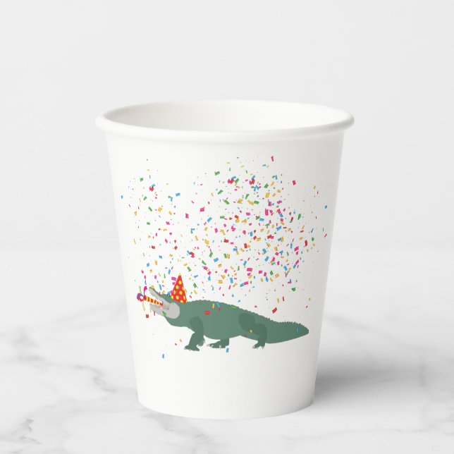 Alligator Crocodile - Animals Having a Party  Paper Cups (Front)