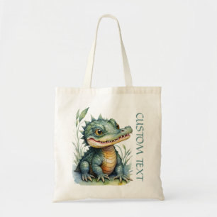 Alligator Crocodile baby animal watercolor school Tote Bag