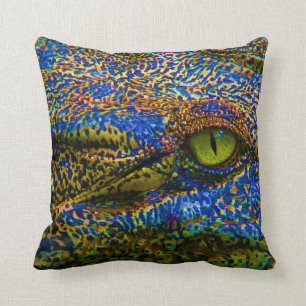Alligator Crocodile Colourful Eye Editable! Cushion