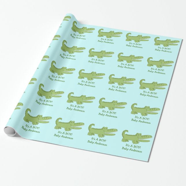Alligator / Crocodile Customisable Wrapping Paper (Unrolled)