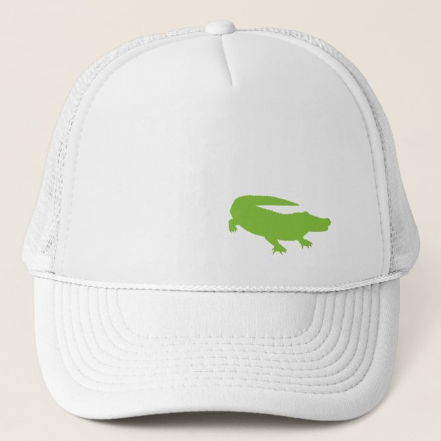 Alligator Crocodile Green Preppy Fun Adult Trucker Hat (Front)