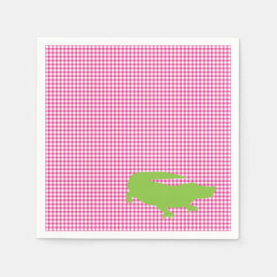Alligator Crocodile Pink Green Preppy Fun Napkin