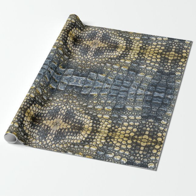 Alligator Crocodile Reptile Pattern Skin Wrapping Paper (Unrolled)