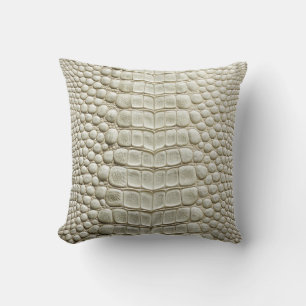 Alligator Crocodile Skin Faux Pearl White Leather Cushion
