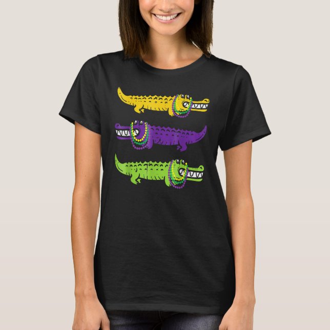 Alligator Crocodiles Louisiana Mardi Gras Party Bo T-Shirt (Front)