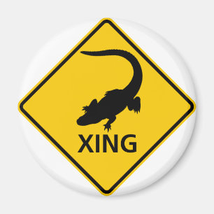 Alligator Crossing Highway Sign Magnet