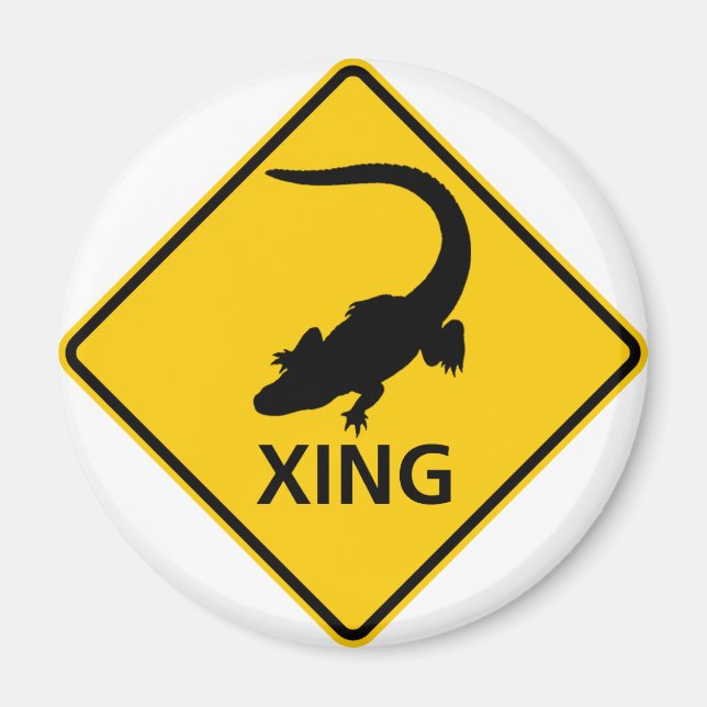 Alligator Crossing Highway Sign Magnet (Front)