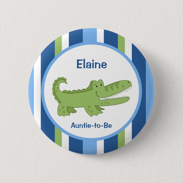 Alligator Customised name tag Button Blue/Green (Front)