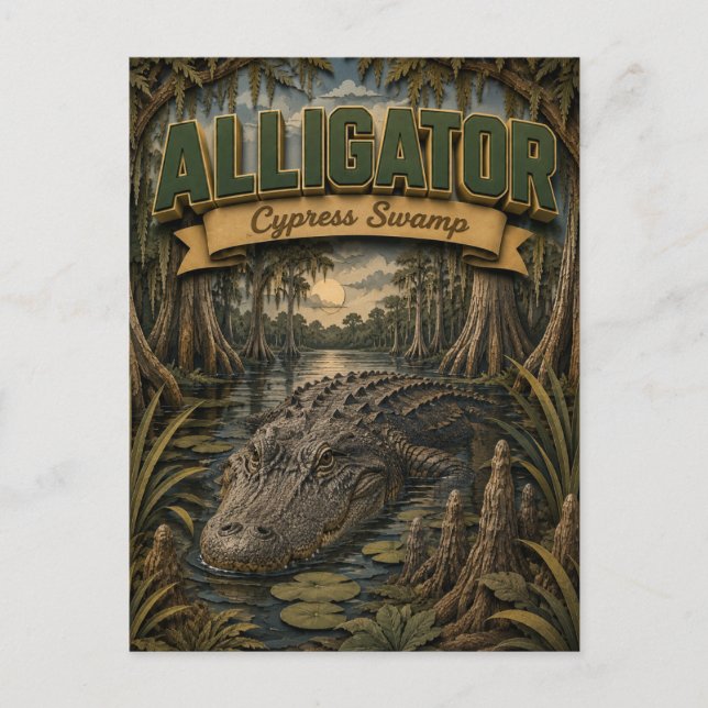 Alligator Cypress Swamp POPCUT Postcard (Front)