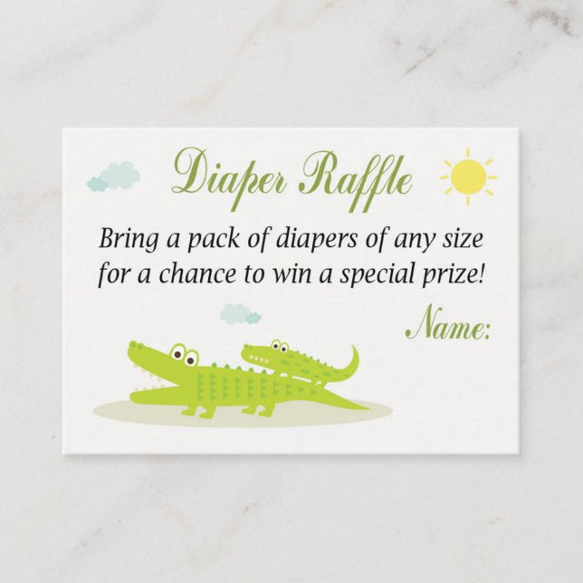 Alligator Diaper Raffle Tickets (Front)