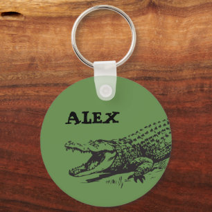 Alligator drawing with custom name key ring