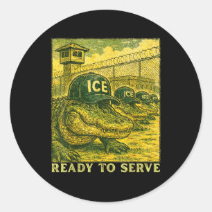 Alligator Everglades Florida Ice Parody Funny Retr Classic Round Sticker