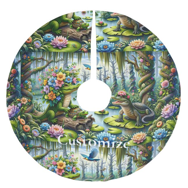 Alligator Fantasy Swamp Thunder_Cove Brushed Polyester Tree Skirt (Front)